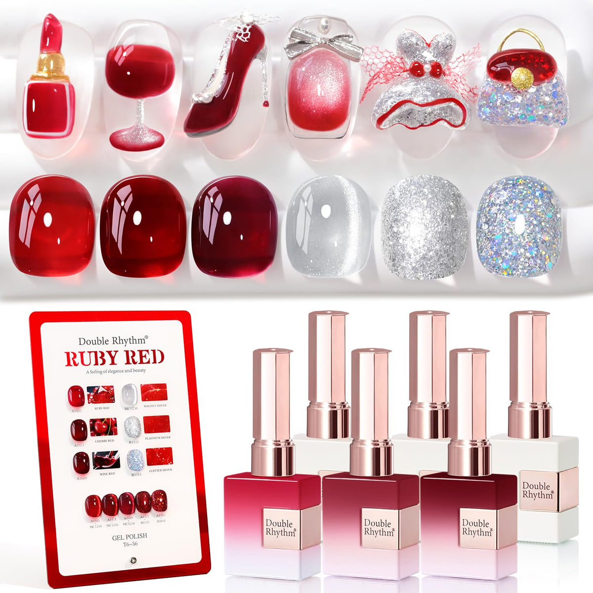 Double Rhythm 6 Pcs 15 ML Gel Polish Set Same Color Same Bottle Soak Off Gel Polish Kit Nail Art