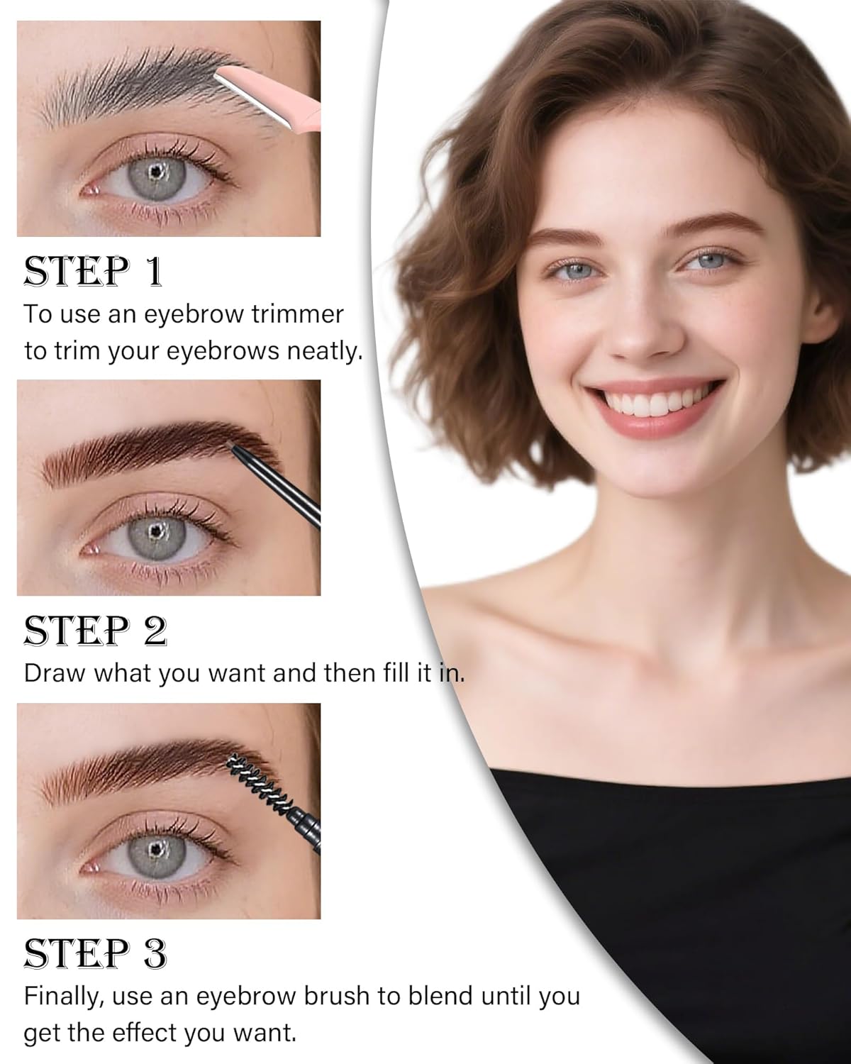 Dark Brown Eye Brow Pencils for Women, 6Pcs Waterproof Eyebrow Pencil, 1.5mm Micro-Fine Tip &