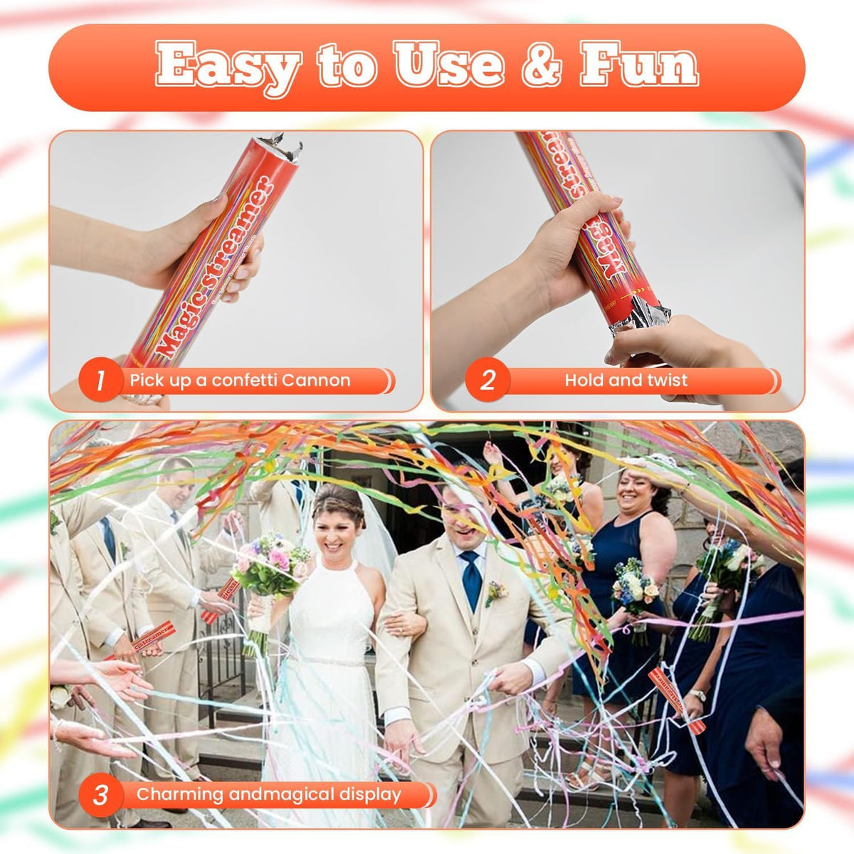 Confetti Poppers Multicolor Confetti Cannon 12 Inch Streamer Cannon 12 Pcs Multicolor Party Popper