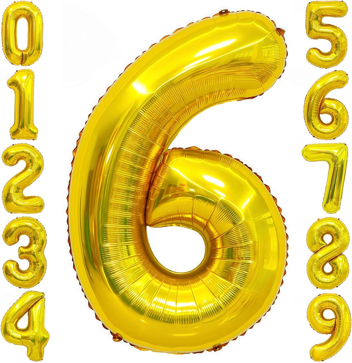 Gold 6 Balloon Number,40 Inch Number 6 Balloon Large Gold 6 Foil Mylar Helium Balloon for Birthday