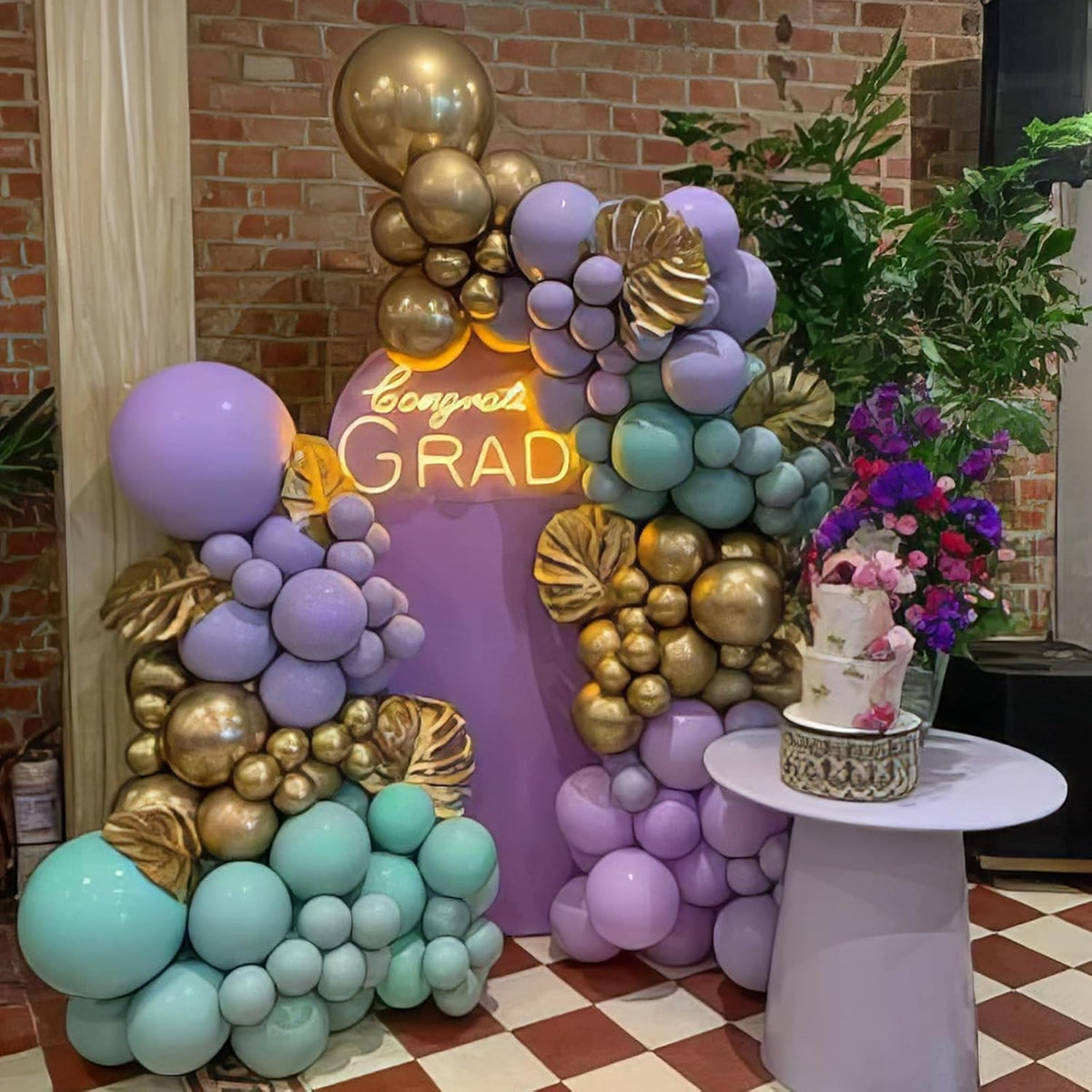 Purple and Sage Green Balloons, Purple Lavender Sage Balloon Cream White Gold Balloons, Light