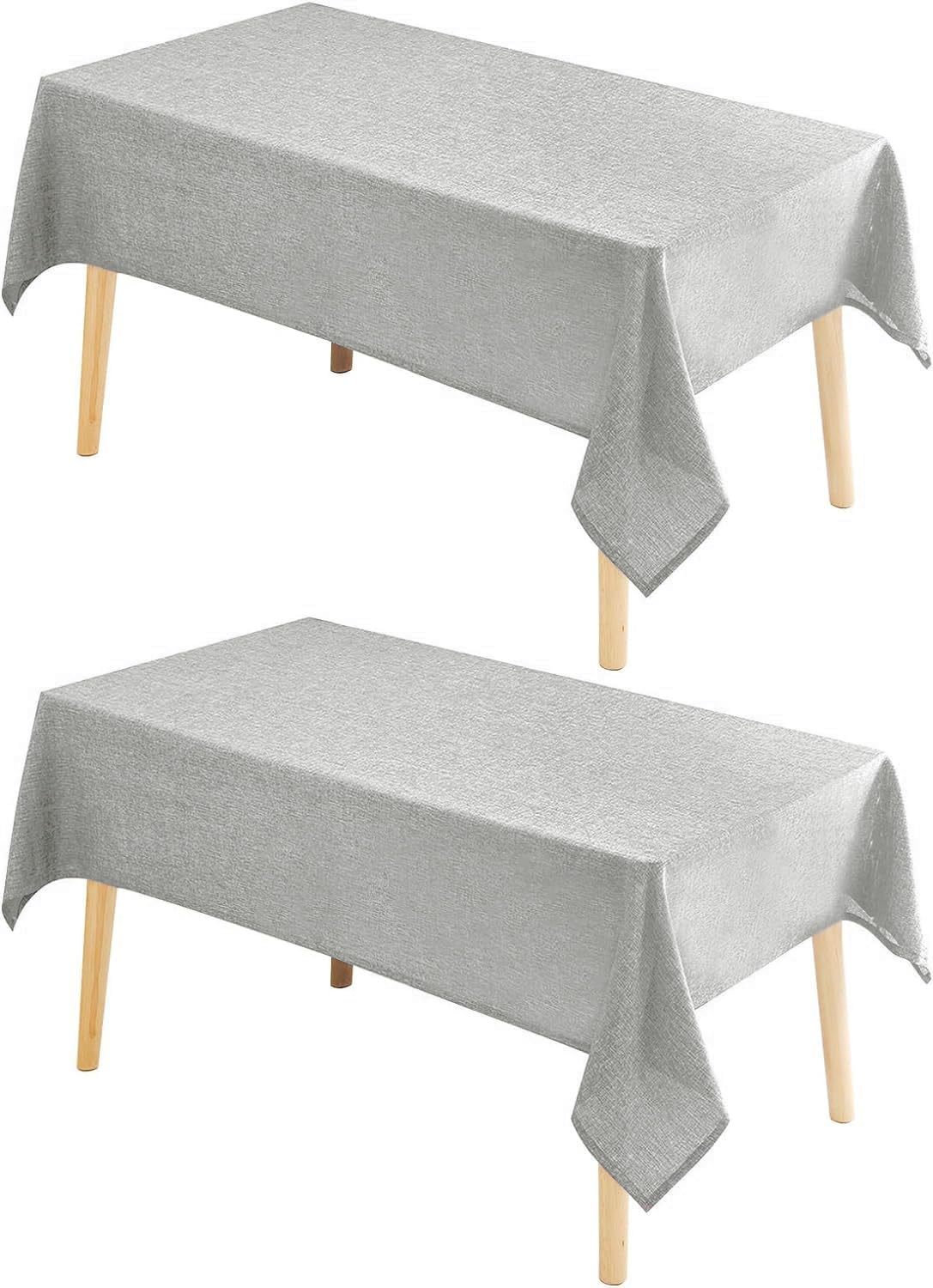 Hiasan 2 Pack Faux Linen Rectangle Tablecloth - Wrinkle and Stain Resistant Washable Table Cloth