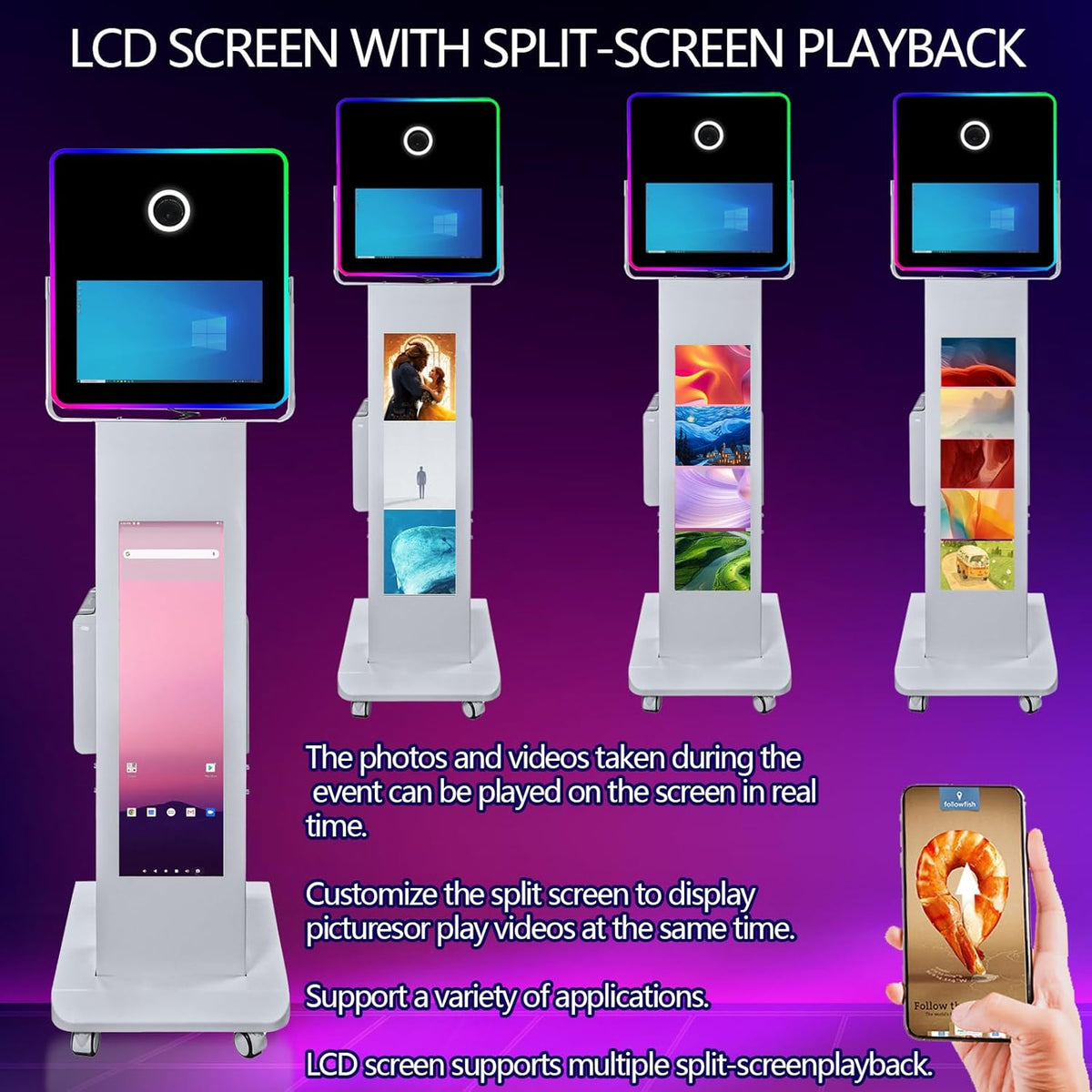 Portable Photo Booth with 15.6''and 29''LCD Touch Screen Selfie Photobooth Machine for Events