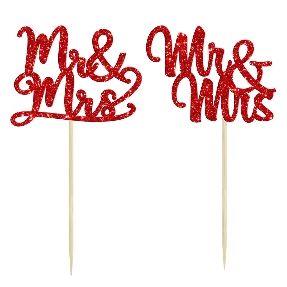 Gyufise 36Pcs Mr & Mrs Cupcake Toppers Glitter Bridal Shower Cupcake Picks for Wedding Engagement