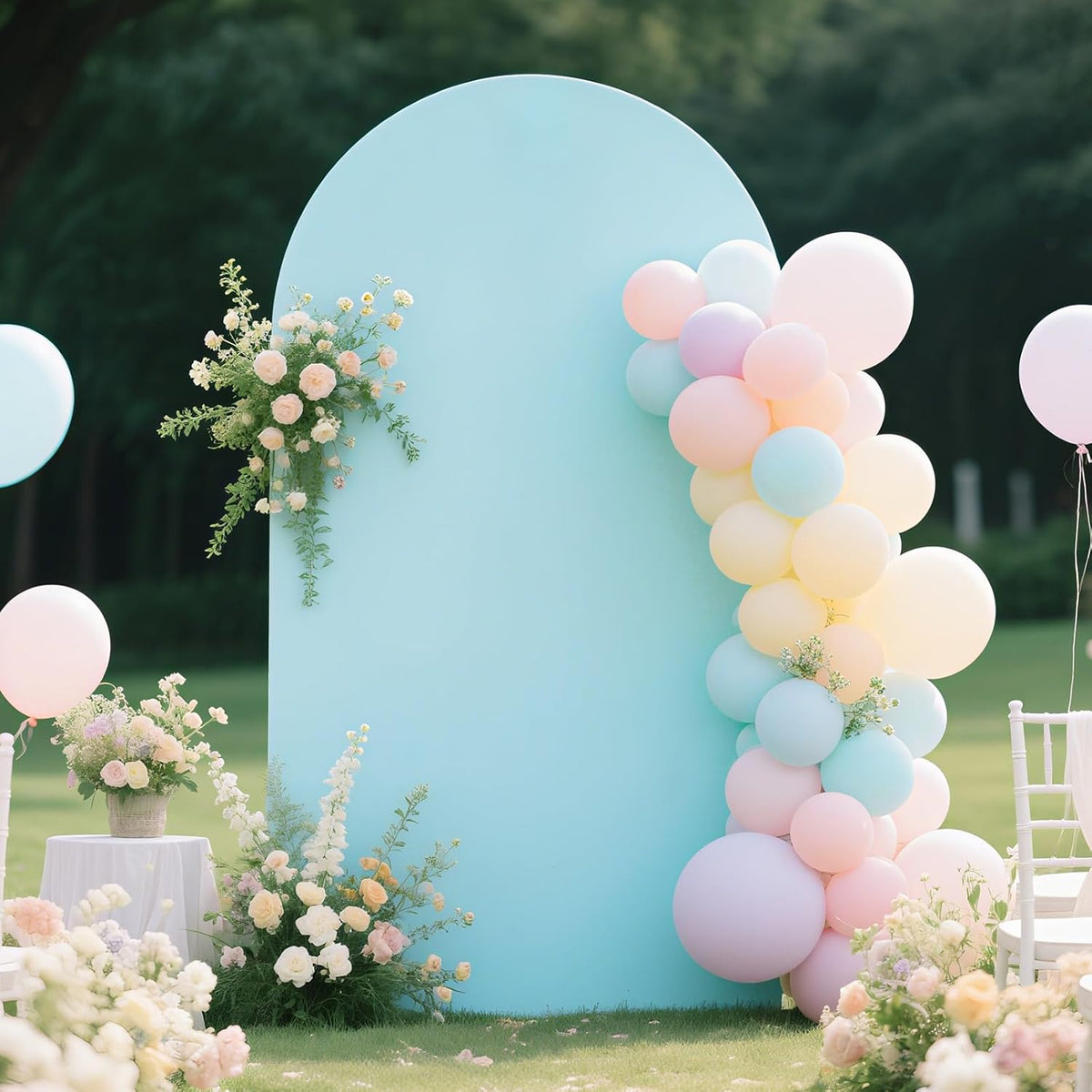 Ledido Wedding Arch Backdrop Cover 7.2FT Arch Covers Fitted Stretchy Spandex Round Top Stand