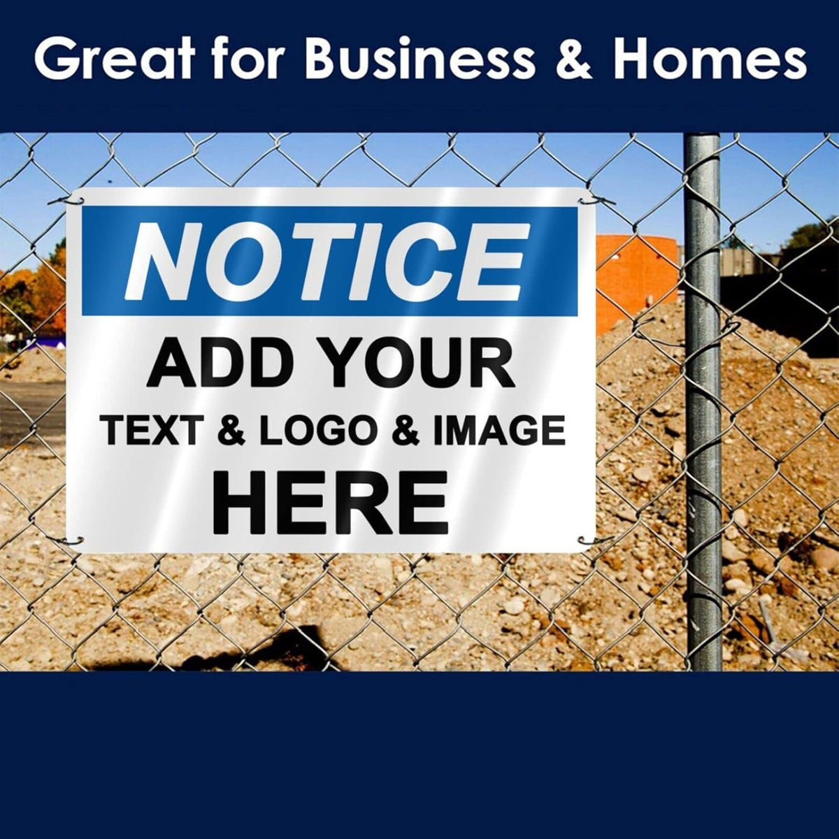 Custom Notice Signs Outdoor Metal - 12 x 8 Personalized Aluminum Caution Signs Rust-Proof Warning