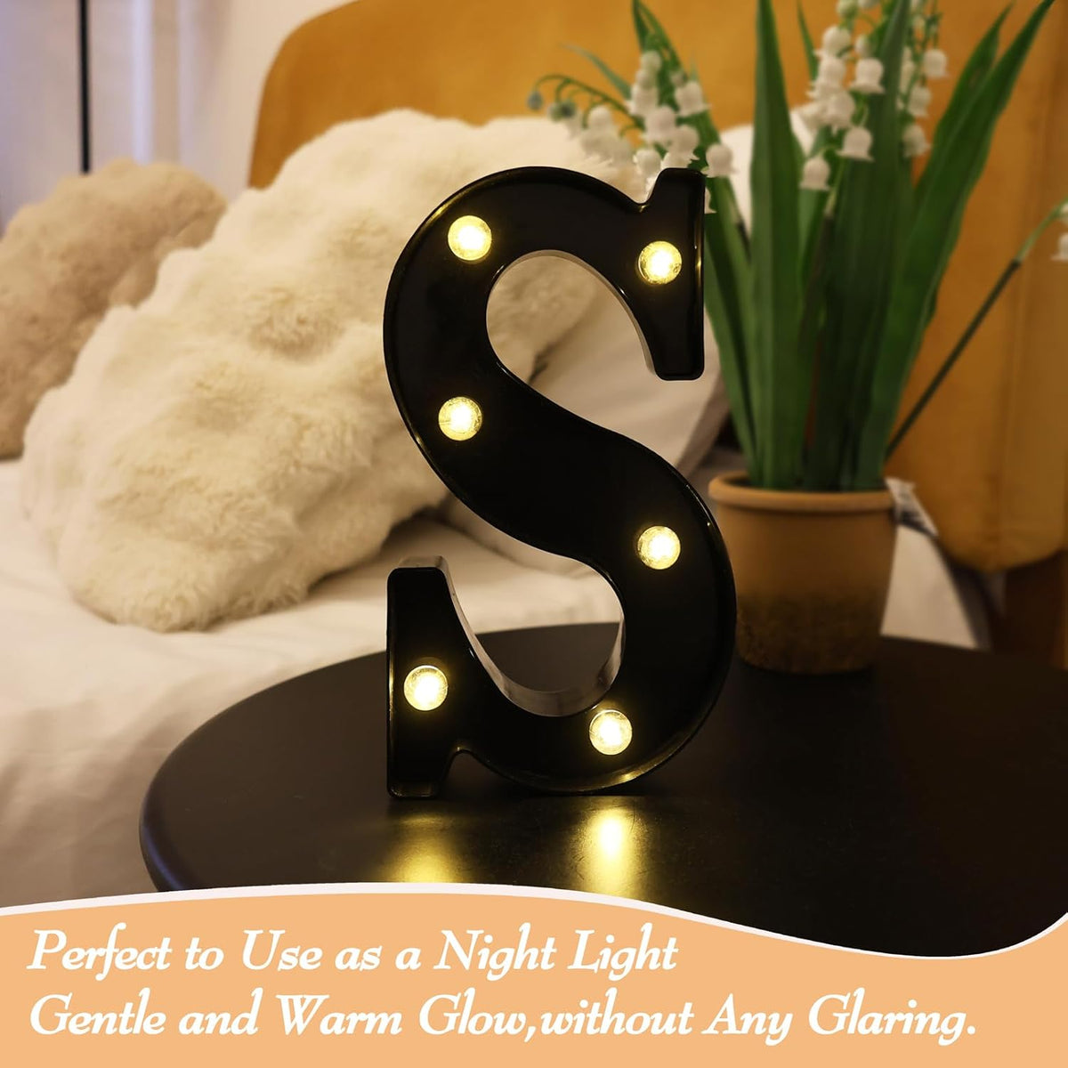 Led Marquee Letters, 8.58 Inch Black Light Up Letters, Small Led Letter Lights, Battery Powered