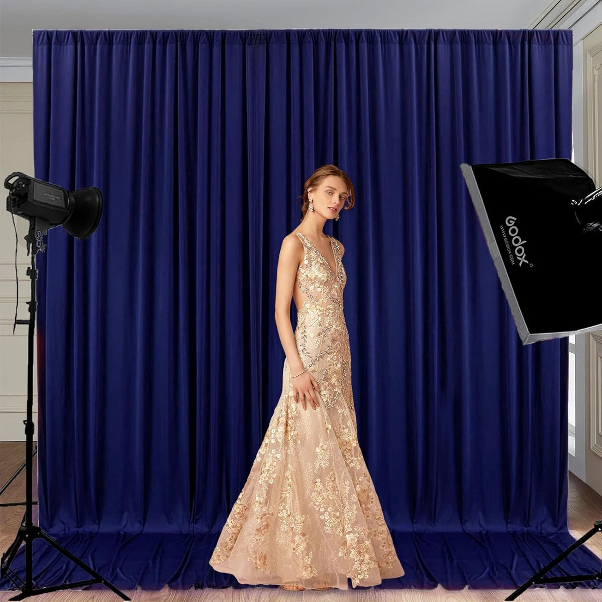10 x 10 Feet Royal Blue Backdrop Curtain for Partie, Background Curtains for Photoshoot, Birthday
