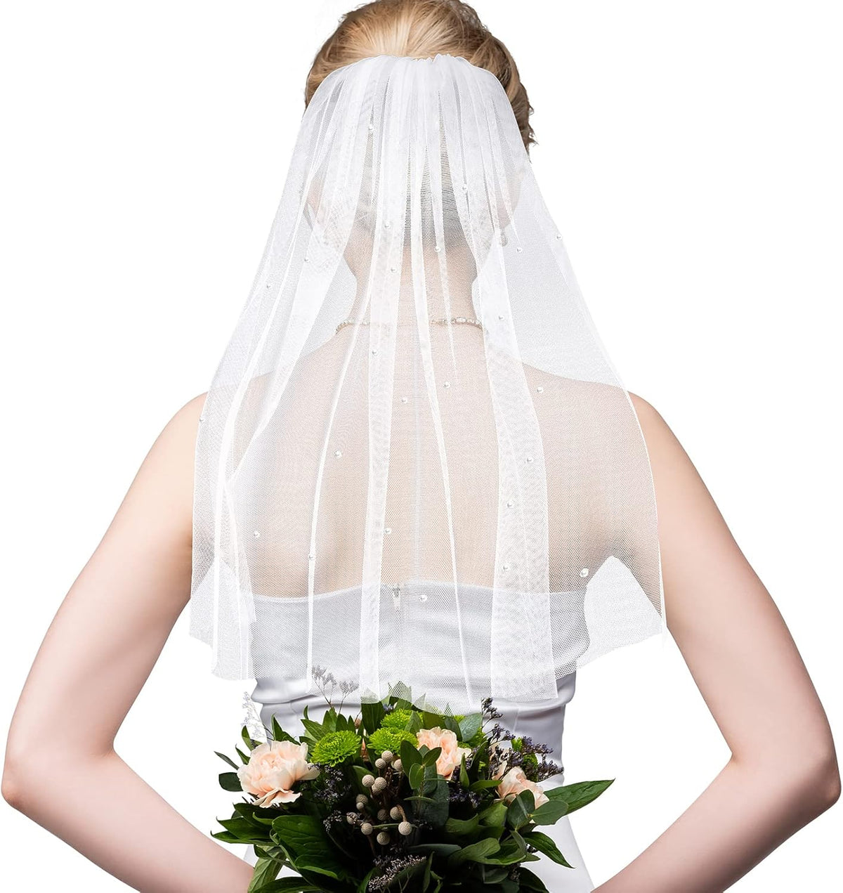 Vicenpal Bridal Bachelorette Veil with Comb Wedding Veils for Brides White Short Veil for