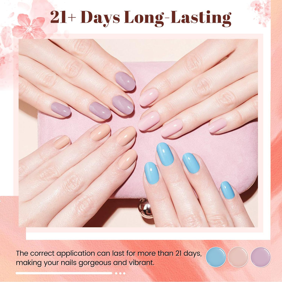 JODSONE 23 PCS Gel Nail Polish Set with Base Glossy and Matte Top Coat Multicolored Gel Nail Long