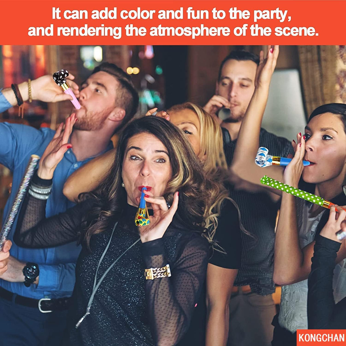 25pcs Party Blowers,Colourful Noisemakers Party Blowouts Squawkers Fringed Noise Maker,Birthday