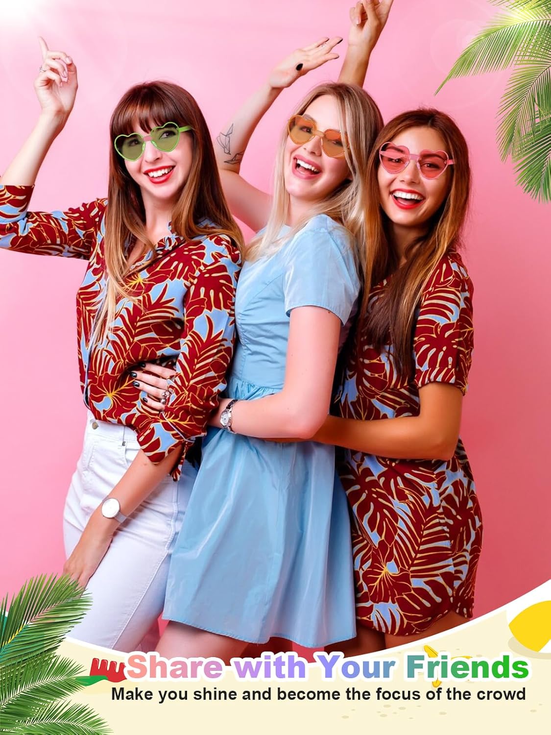 12 Pairs Heart Shaped Sunglasses for Women Colorful Glasses Fun Trendy Transparent Heart Sunglasses