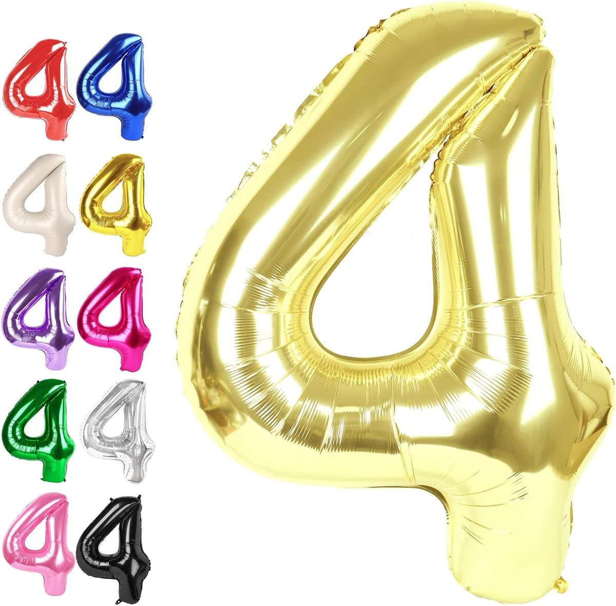 40 Inch Light Gold Large Number 4 Balloons, Giant Foil Number Four 14 24 34 40 44 Balloons