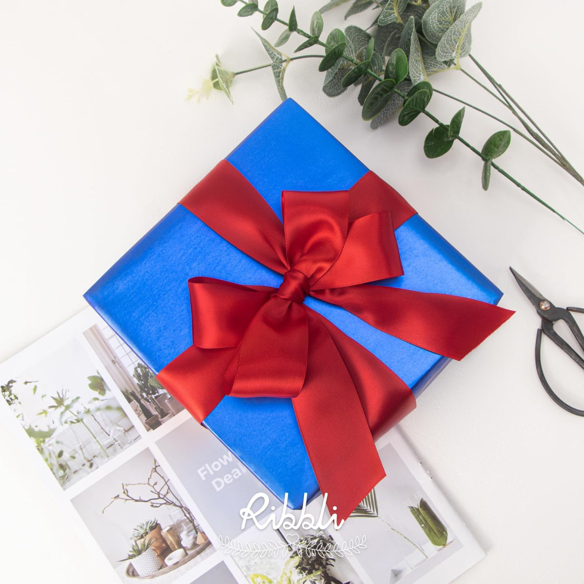 Ribbli Red Double Faced Satin Ribbon,1-1/2” x Continuous 25 Yards,Use for Bows Bouquet,Christmas