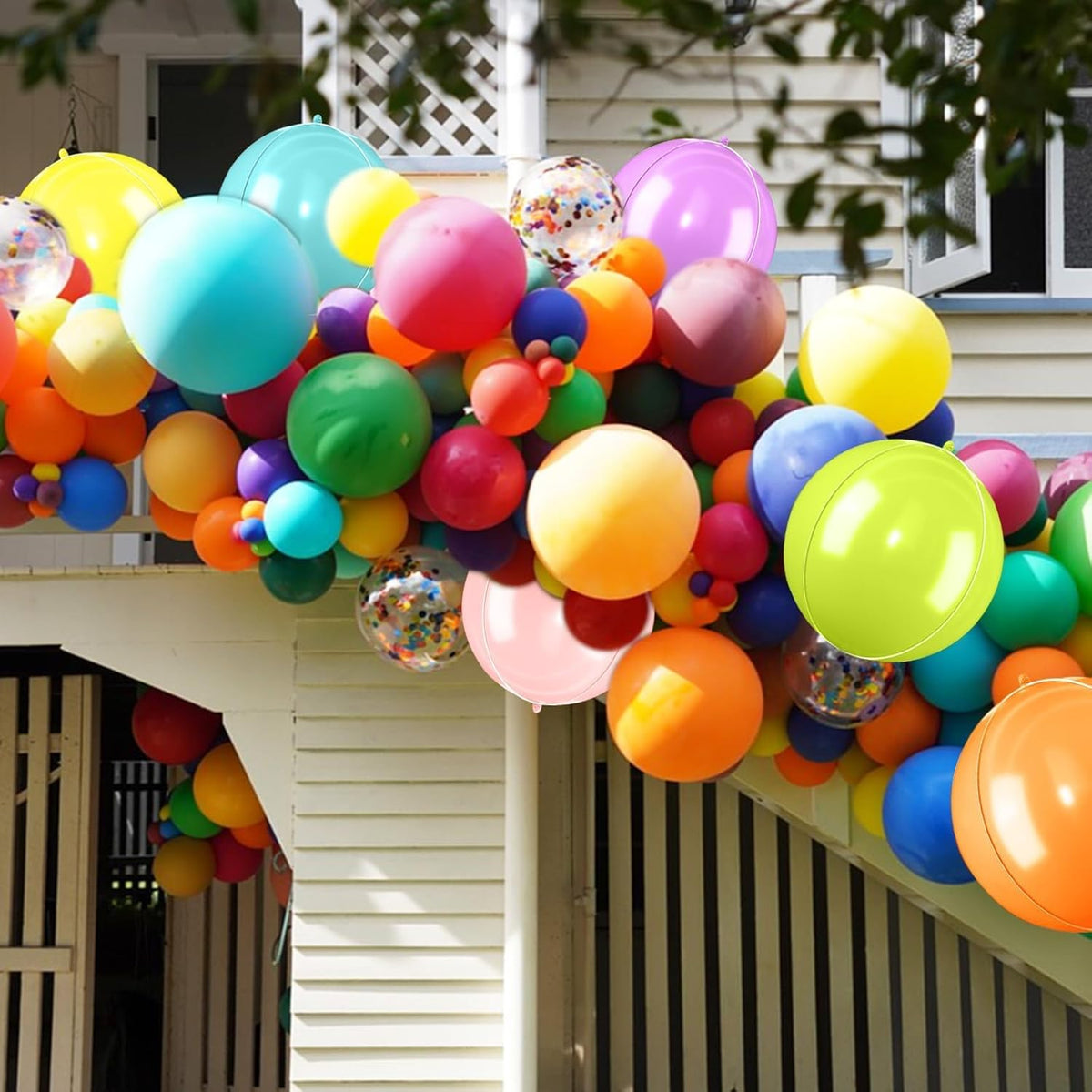 Giant 4D Foil Balloons, 6Pcs Pink Yellow Purple Blue Green Orange Round Balloons, 22 Inch Big Round