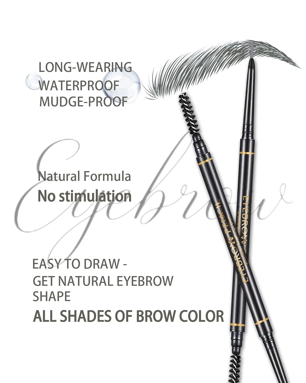 Gray Eye Brow Pencils for Women, 6Pcs Waterproof Eyebrow Pencil, 1.5mm Micro-Fine Tip & Spiral