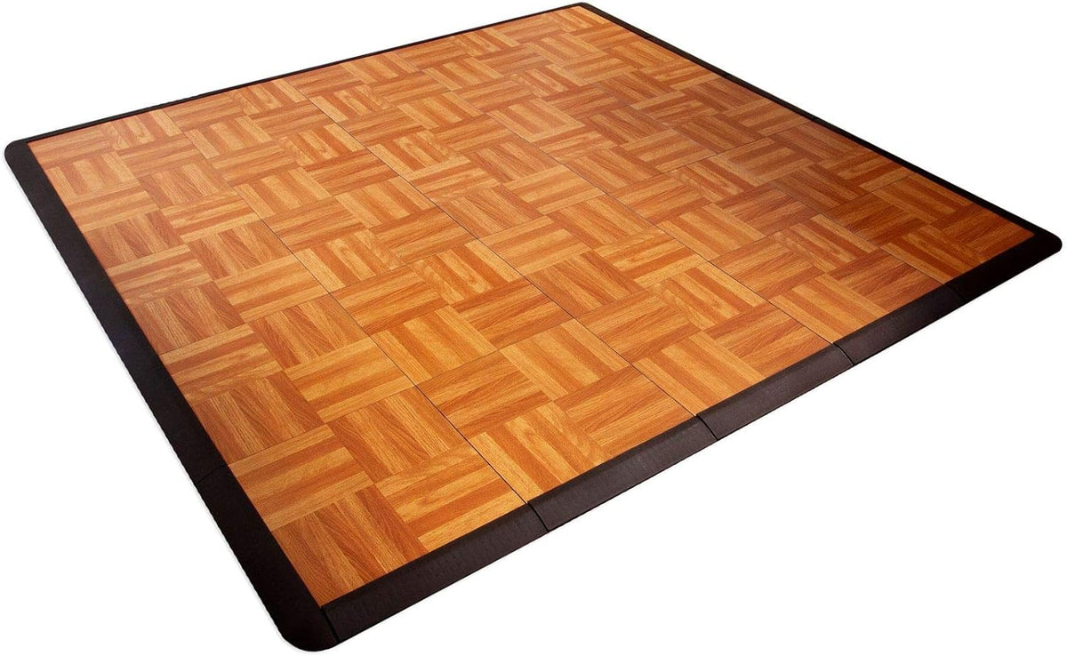Big Floors 5X5OAKFLOOR Interlocking Lightweight Plastic Modular Dance Floor Kit (5' x 5'), Oak, 45