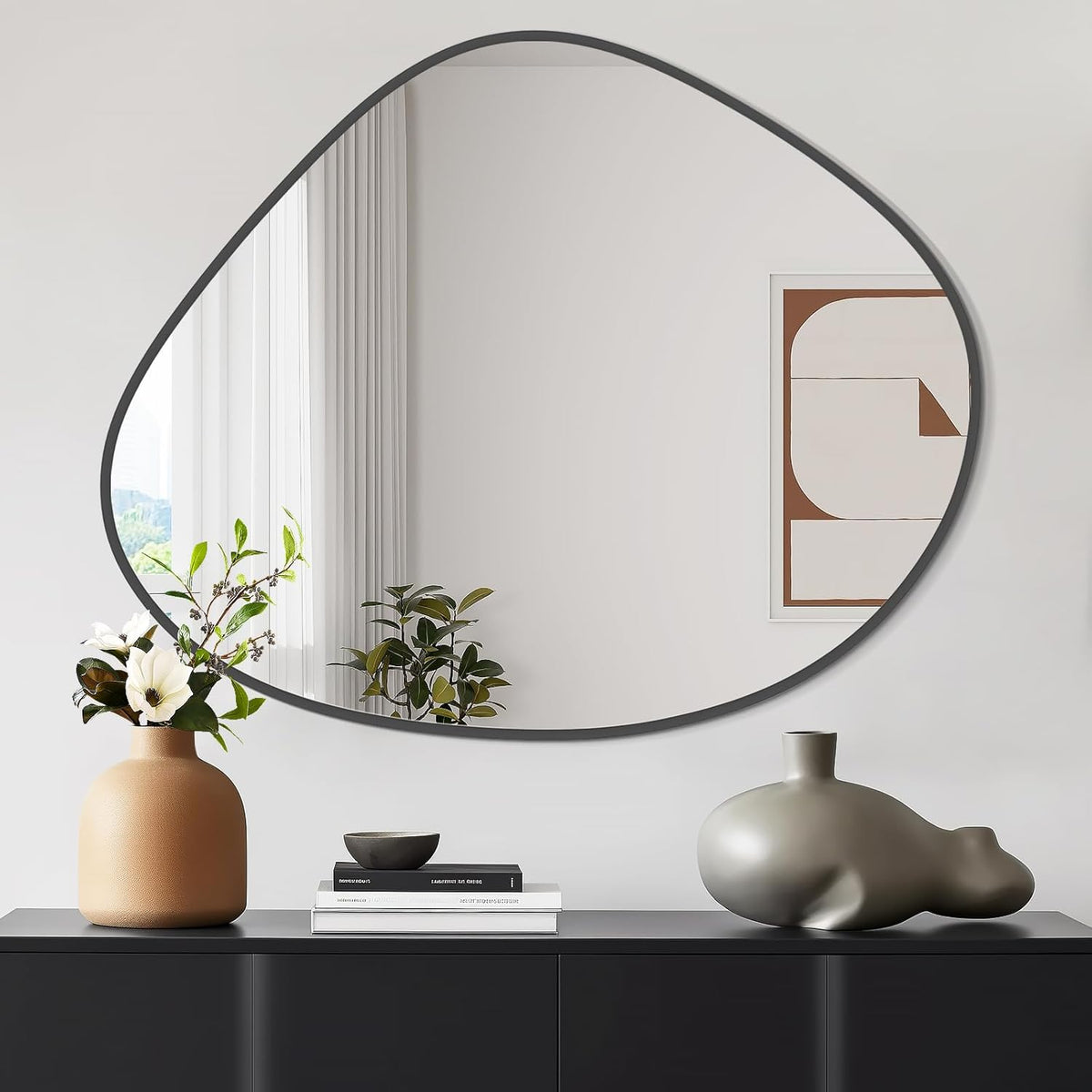WallBeyond Asymmetrical Mirror, Irregular Wall Mirror for Bathroom, Abstract Wall Mirrors