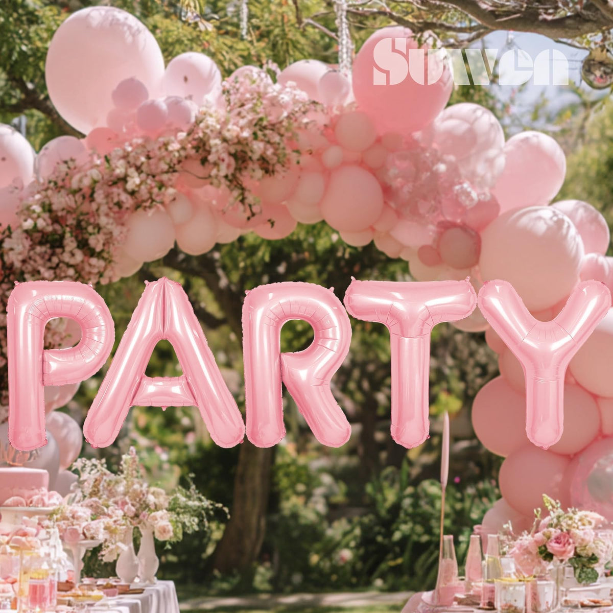 SUWEN 40 Inch Pink Large A Letter Balloons Big Foil Helium A-Z