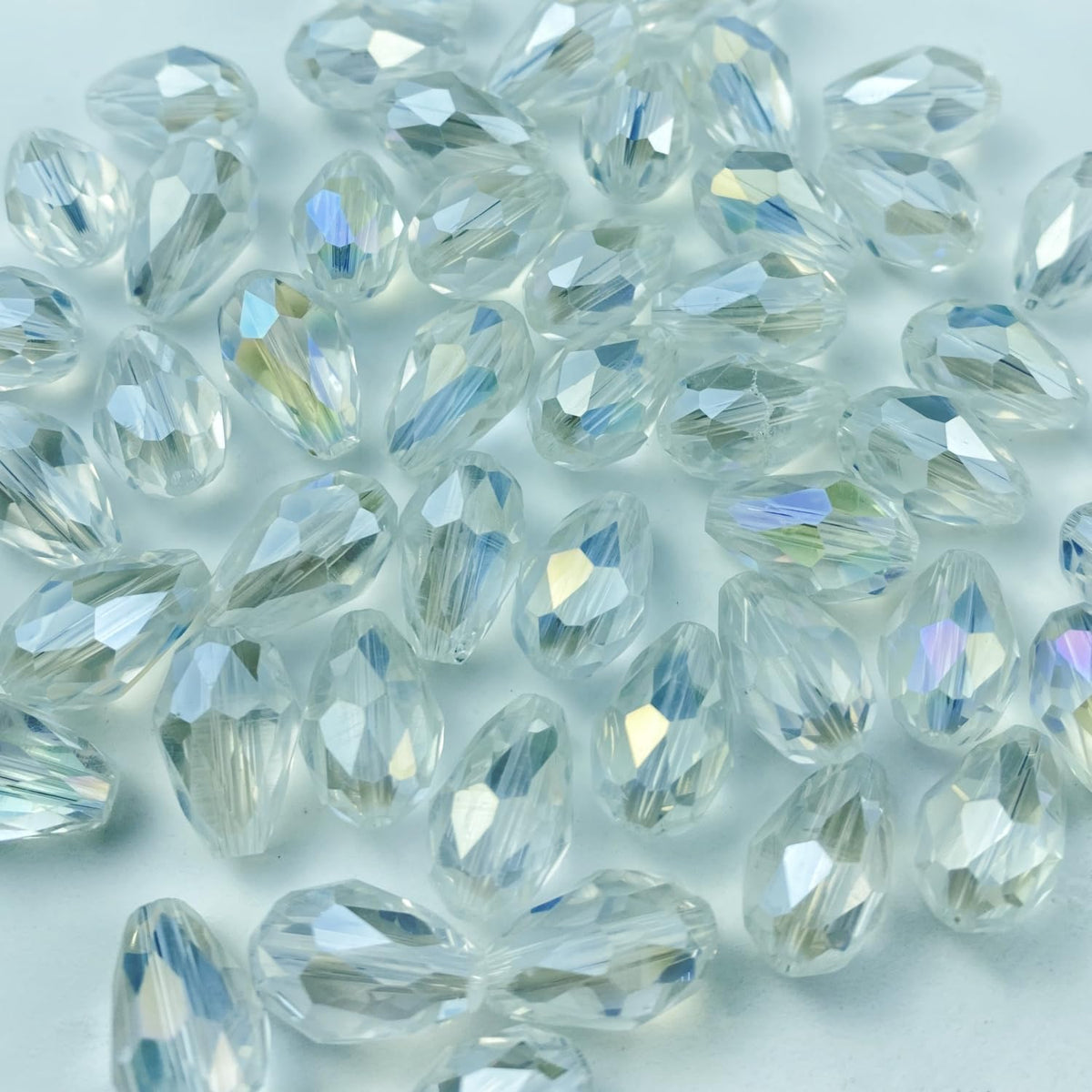 50pcs 10x15mm Teardrop Crystal Glass Beads Vertical Hole Faceted Glass Teardrop Spacer Beads for