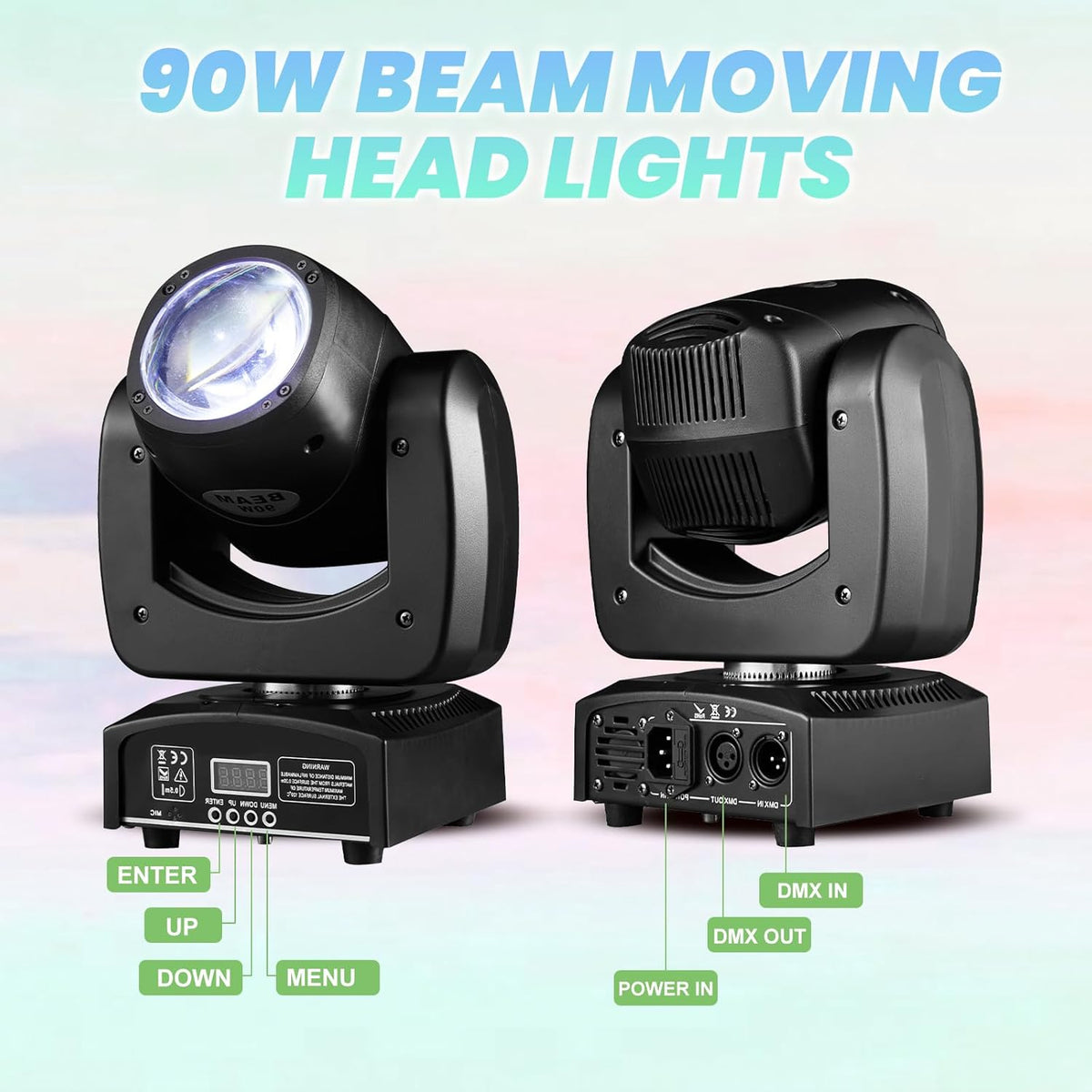 90W LED Moving Head DJ Lights Mini Beam Stage Lights Super Bright Spot RGBW 4IN1 DMX 512 12CH