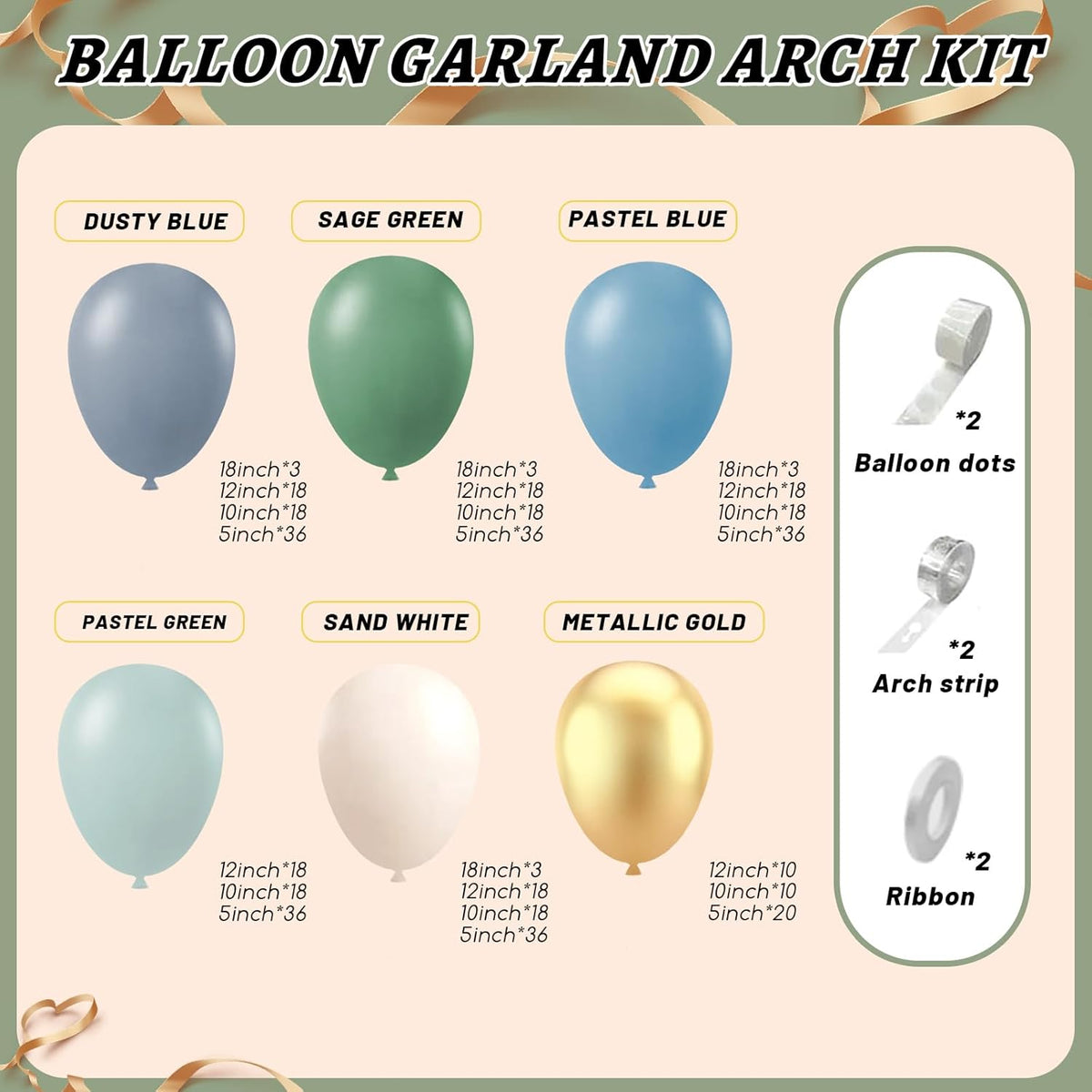 412Pcs Dusty Blue Green Balloon Garland Arch Kit,Haze Fog Blue Ash Mist Sage Green Sand White Gold