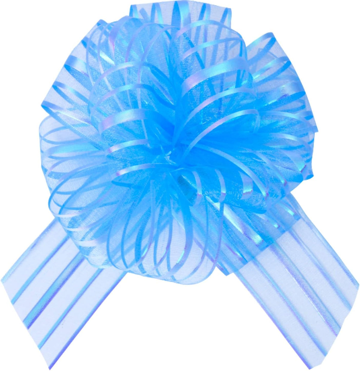 6 Pcs 6 Inch Light Blue Organza Pull Bow – Perfect for Wedding Decoration, Gift Wrapping Baskets