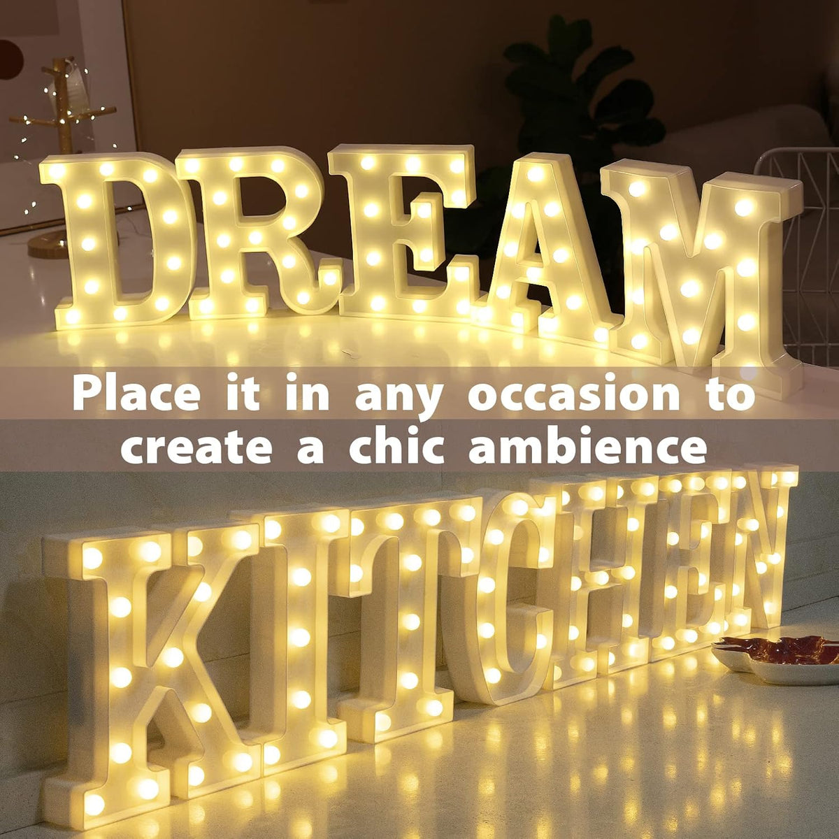 HXWEIYE LED Marquee Letters Lights Sign - 26 Alphabet & Number 0-9 Warm White Led Letters for Bar