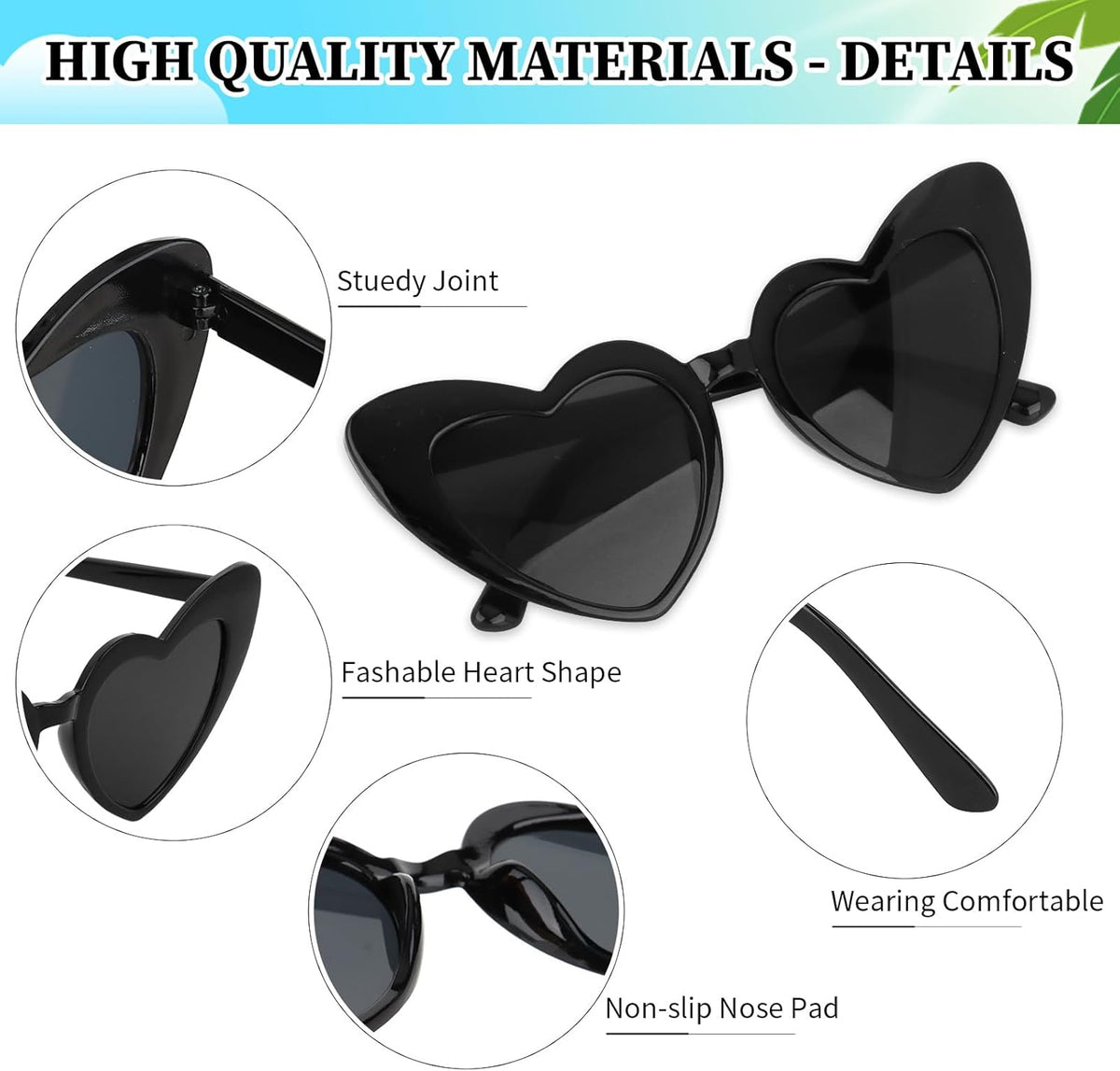 CIEHER Bachelorette Party Favors - White Black Heart Sunglasses for Bride Bridesmaid