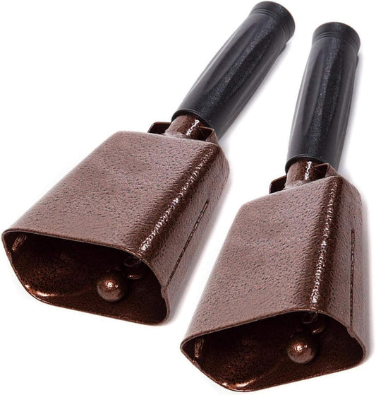 Deke Home - 2 Pack 7 Inch Steel Cowbells with Handle, Loud Noise Makers for Football, Sports