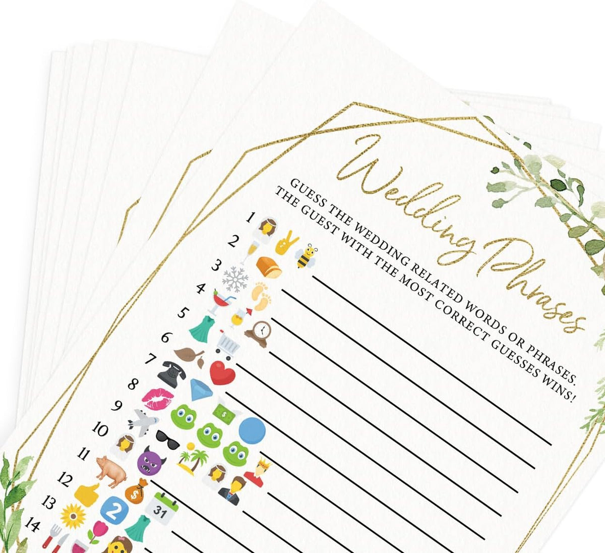 Printed Party Bridal Shower Games – Wedding Phrase Guessing Game, Fun Wedding Shower Activity