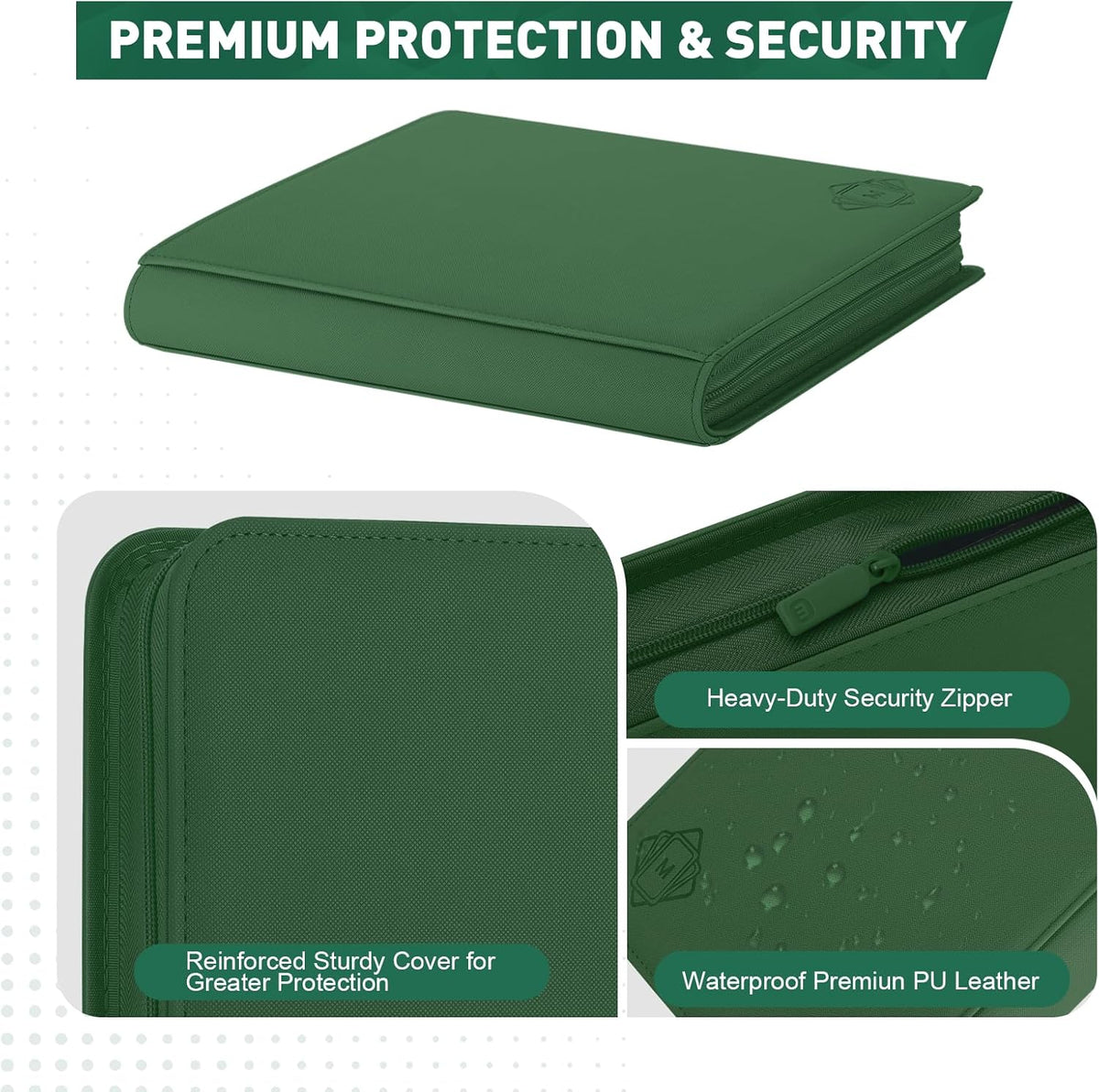 Premium Card Binder 12 Pocket for 720 Pockets Trading Card Binder, PU Zipper Card Collection Album