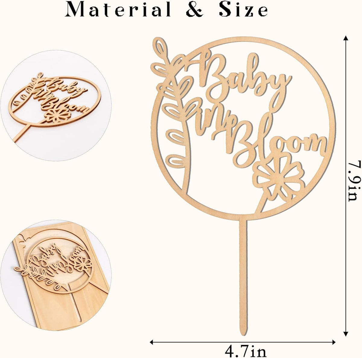Baby In Bloom Cake Topper - Baby Shower Party Supplies,Pregnancy Reveal Cake Topper,Gender Reveal