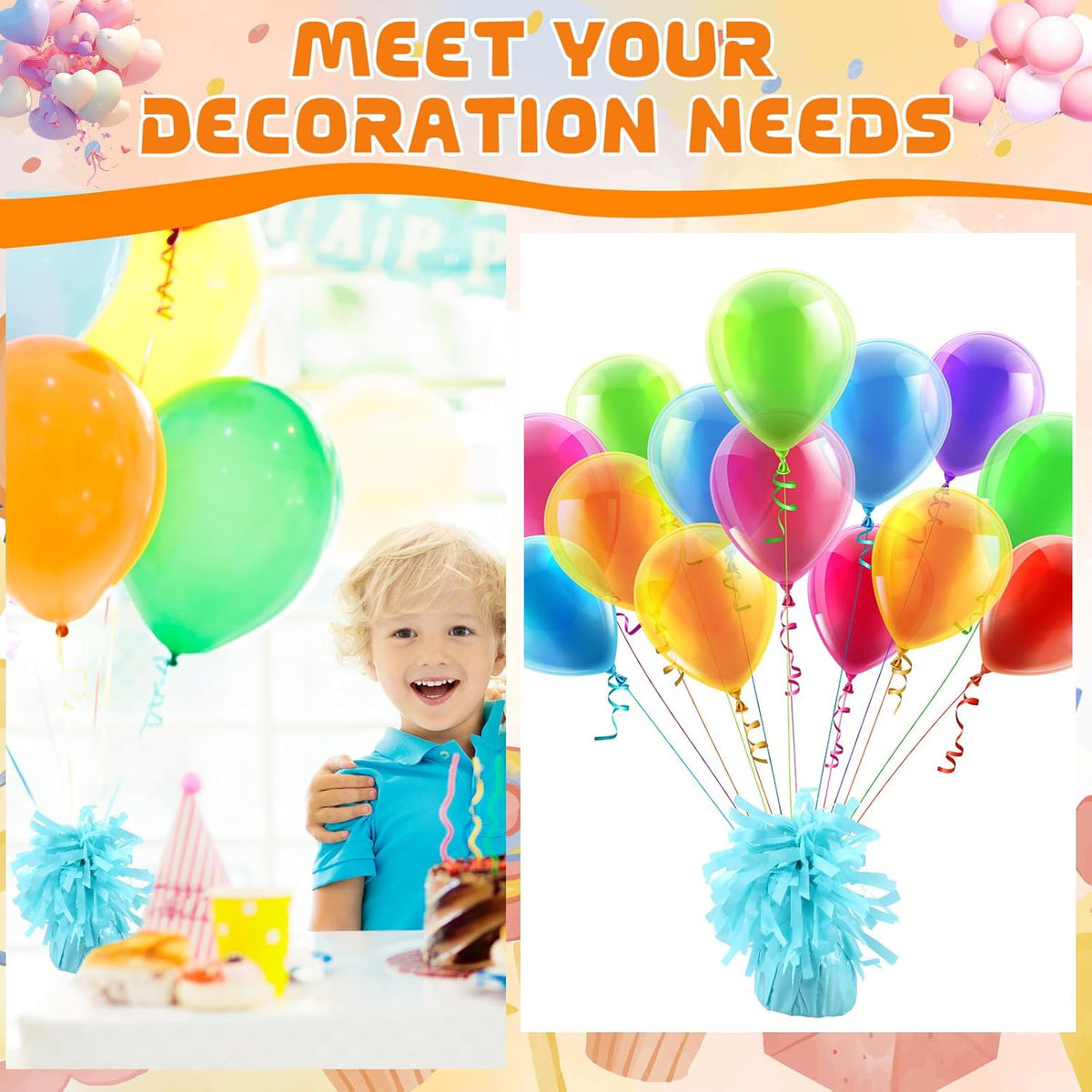 8 Pcs Baby Blue Metallic Balloon Weights Holder Anchors Balloon Holder Weights for Helium Balloons