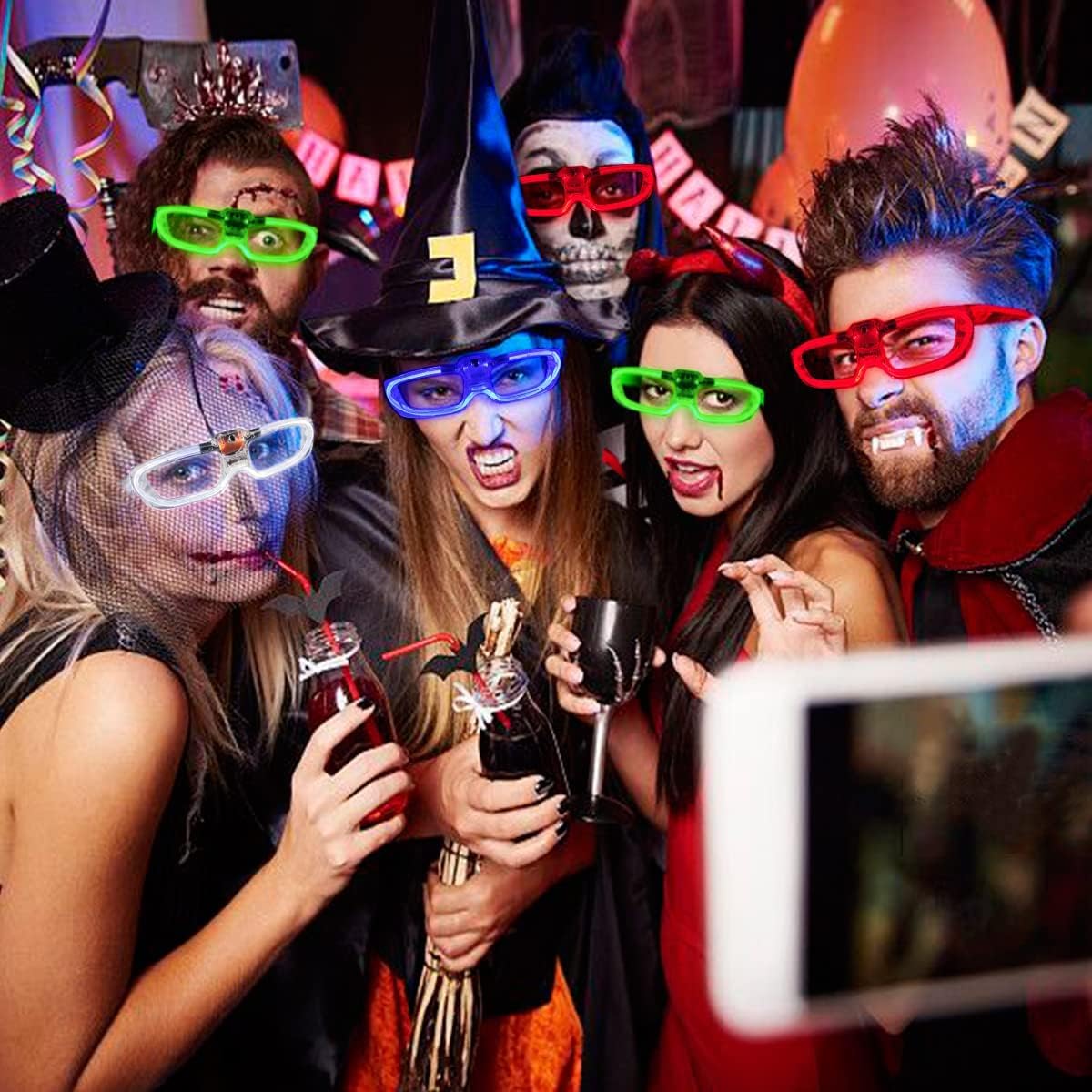 25 Packs LED Glasses Mardi Gras Party Supplies ,5 Neon Colors,3 Light Modes Light up Glow Sticks