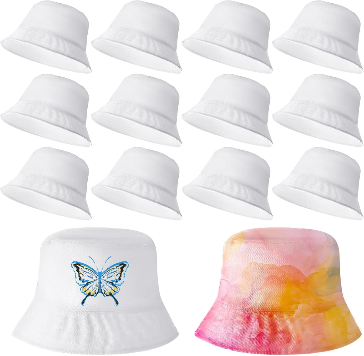 DIY Kid Bucket Hat White Creative Painting Blank Cap Bulk Cotton Polyester Sun Hat Sport Birthday