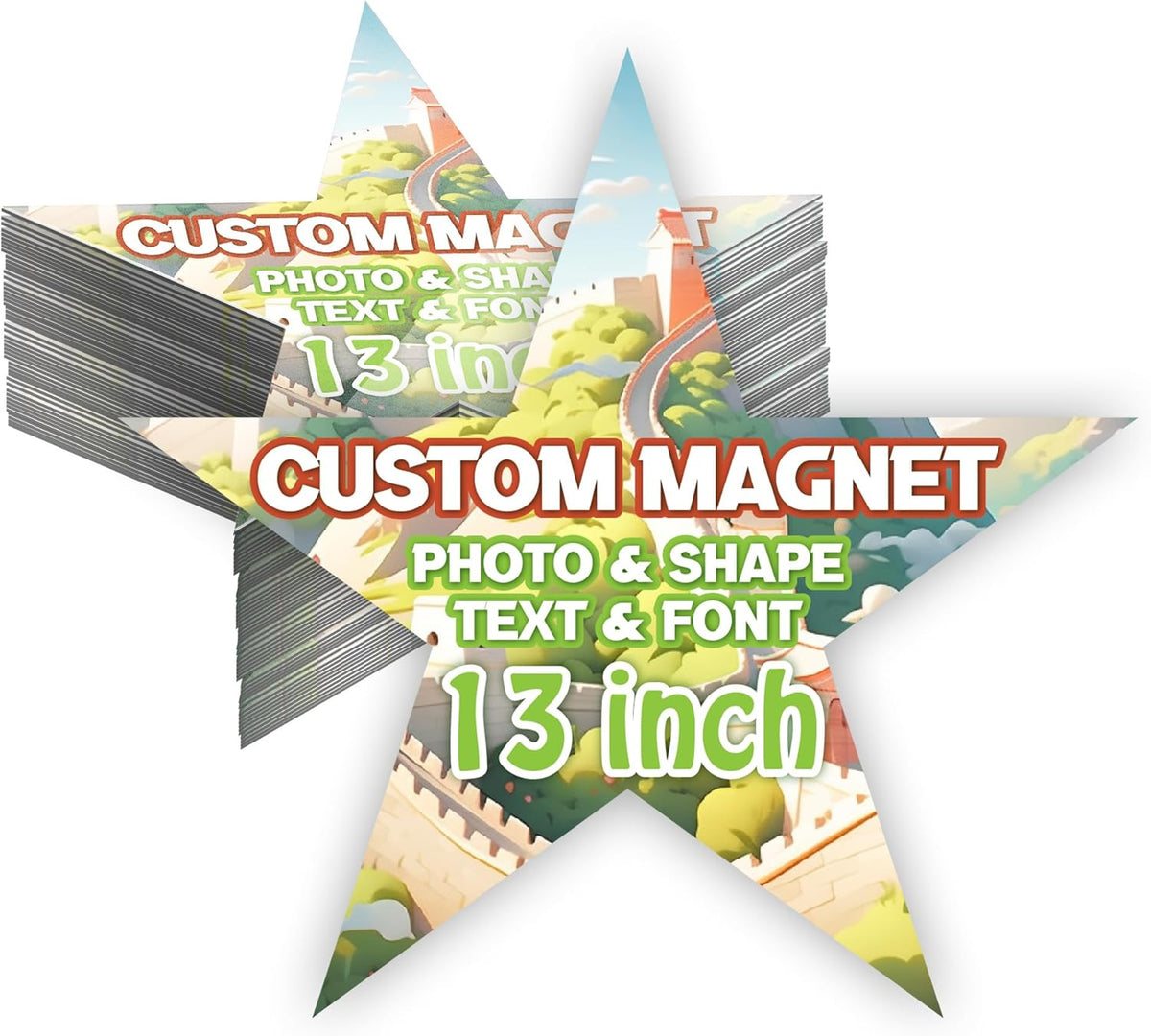 KETABAO – 13" Create Your Own Custom Refrigerator and Car Star Magnets - Personalized Decorative