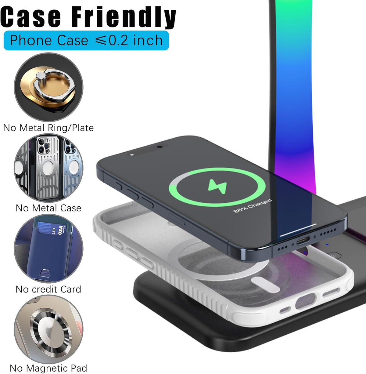 Headphone Stand with Wireless Charger,Gaming HeadsetStand with RGB Light Mode,AirpodMaxStand