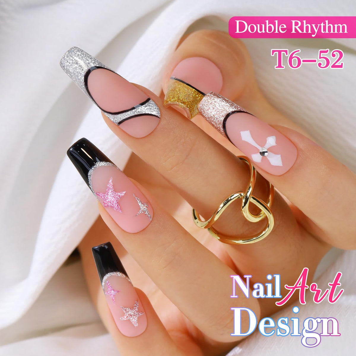 Double Rhythm 6 Pcs 15 ML Gel Liner Polish Nail Art Set Chrome Metallic Glitter Soak Off Gel Polish