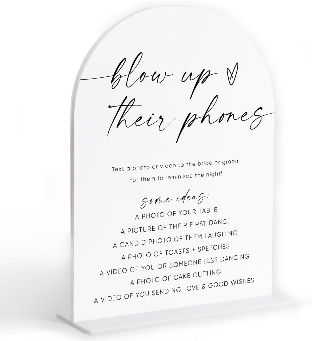 Blow Up Their Phones Sign, White Arch Acrylic Wedding Sign, I Spy Wedding Game, Bridal Shower