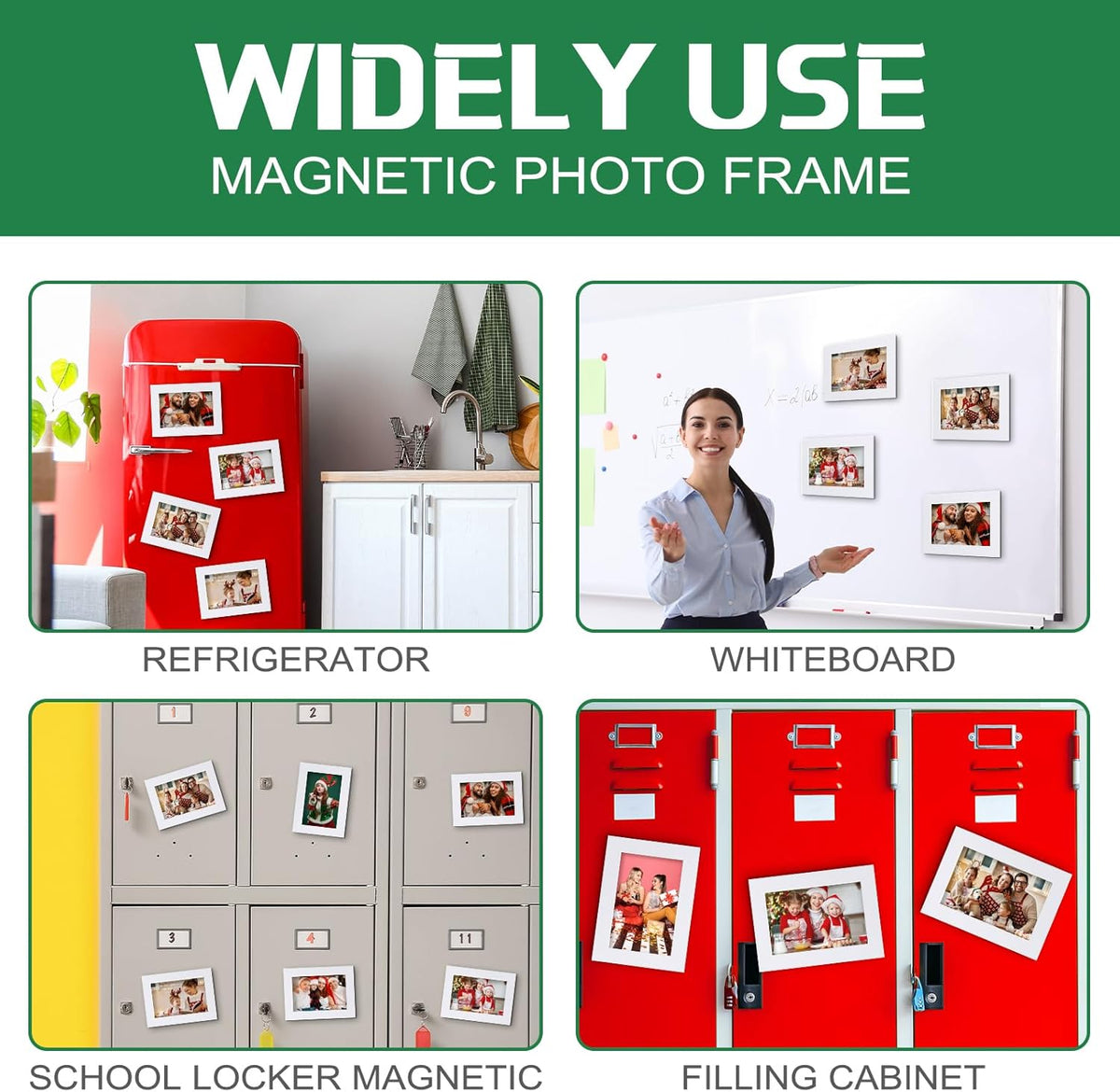 Soaoo 60 Pcs Magnetic Picture Frames Wallet Size 2.5 x 3.5 Inches Reusable Magnetic Photo Sleeves