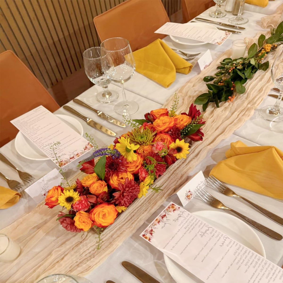 12 Pack Champagne Cheesecloth Table Runner 35x120 Inches, Fall Thanksgiving Cheese Cloth Table