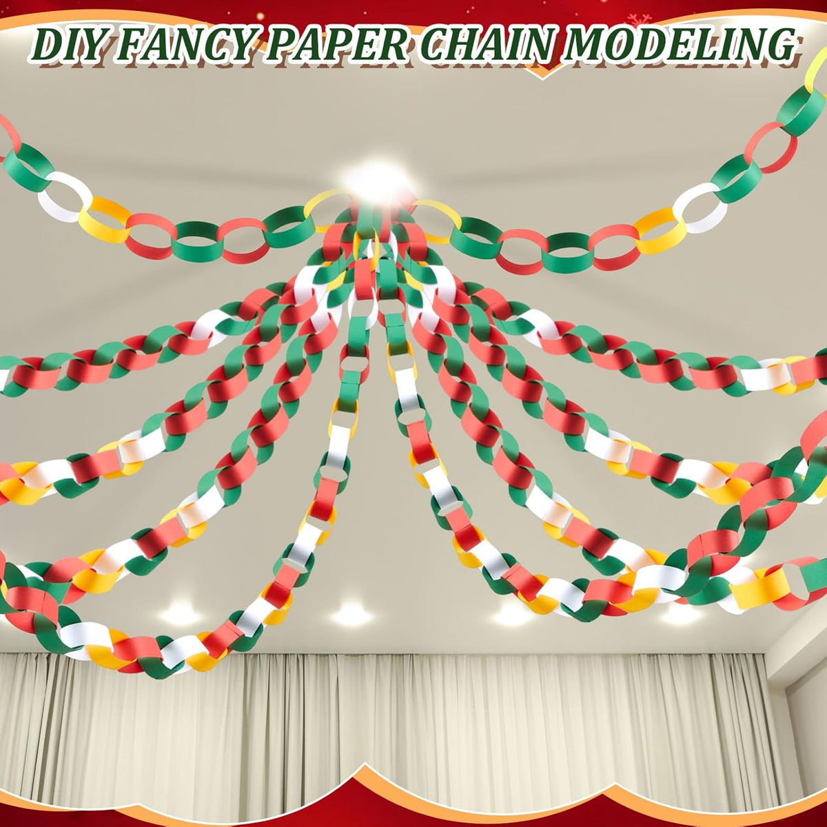 Lincia 600 Sheet Halloween Paper Chain Garland, Construction DIY Crafts Chain Strip for Fall