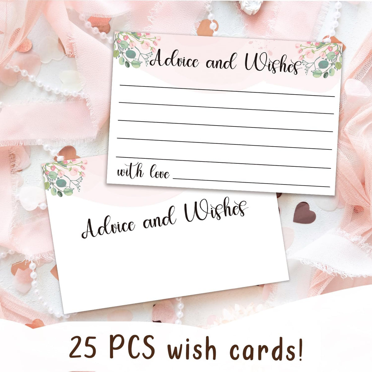 Floral Advice and Wishes Cards, Double-sided Blank Cards Suitable for Weddings, Bridal Showers, Mr