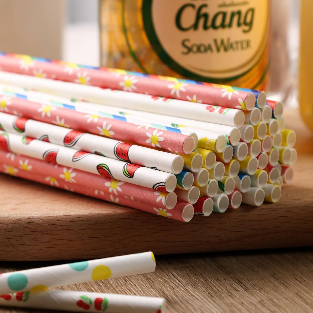 HAKACC 180PCS Paper Straws for Drinking, 9 Different Patterns Party Straws Disposable Drinking