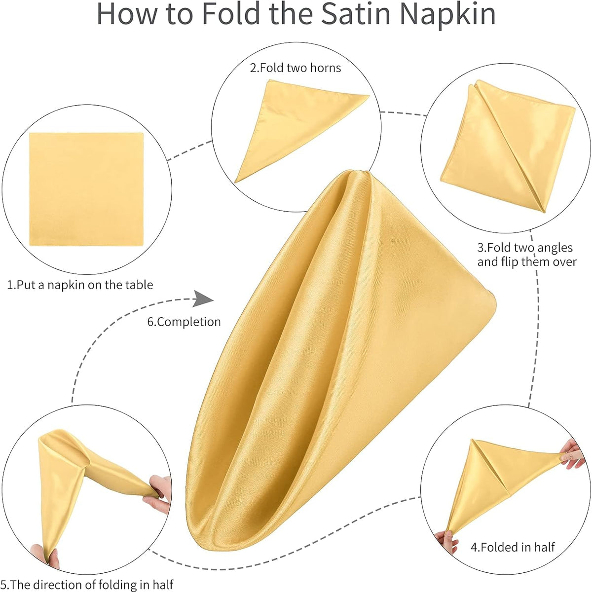 ANECO 16 Pack Square Satin Napkin Bright Silk Table Napkin Soft Smooth Fabric Table Napkin for