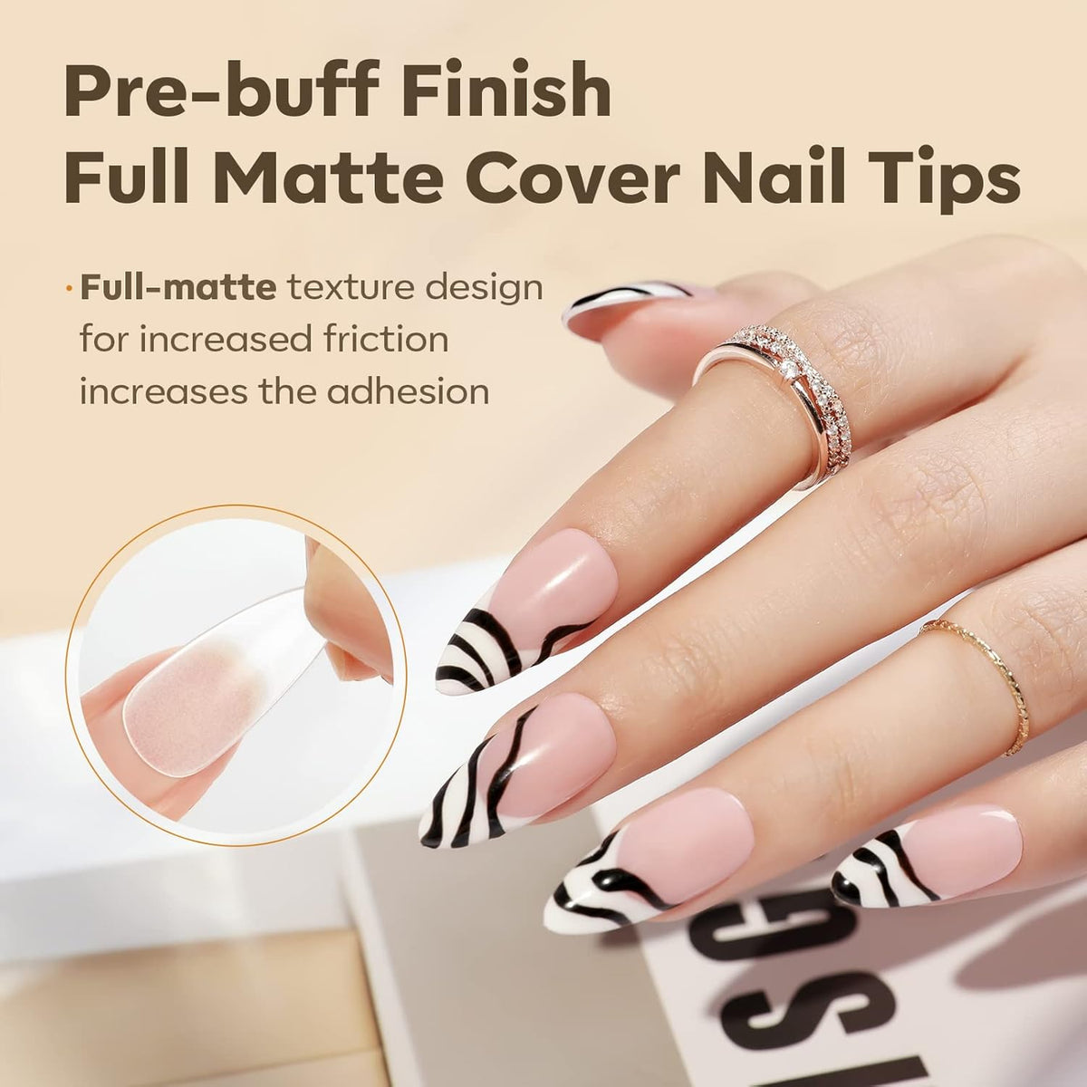 Modelones Medium Almond Nail Tips, 500Pcs Fake Nails Gel Tips Pre-shaped Full Matte Cover False