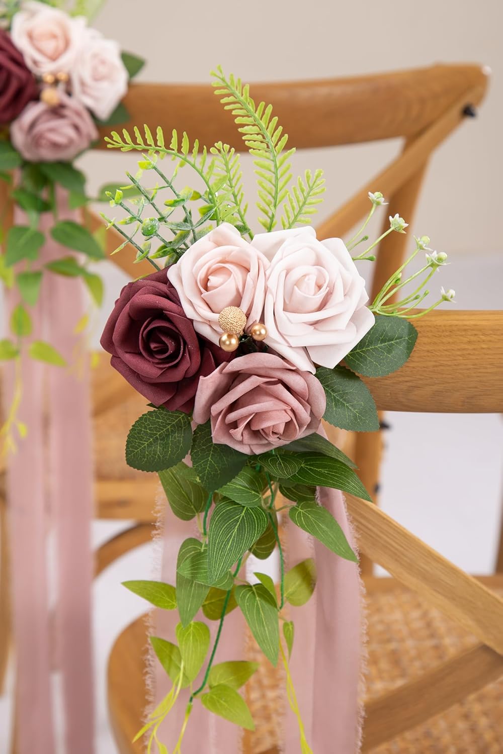 DORIS HOME Wedding Aisle Decorations Mauve Pew Flowers Set of 10 for Wedding Ceremony Party Chair