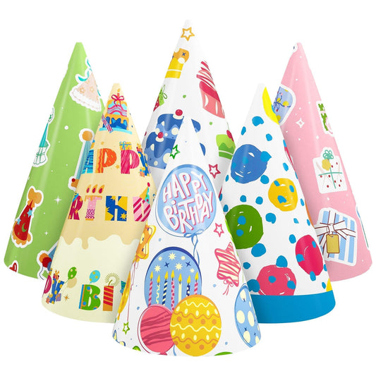 WERNNSAI 12 PCS Birthday Party Hats Colorful Party Headwear for Kids Adults