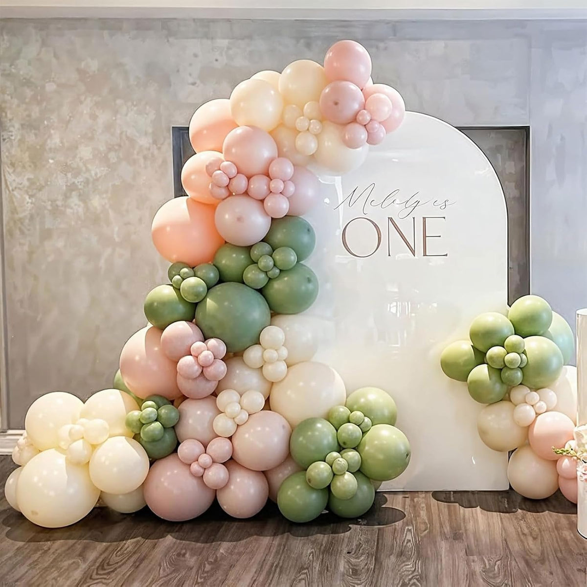 Sage Green Pink Balloons, 60 Pcs 12 Inch Retro Dusty Pink Olive Green Balloons, Blush Sand White